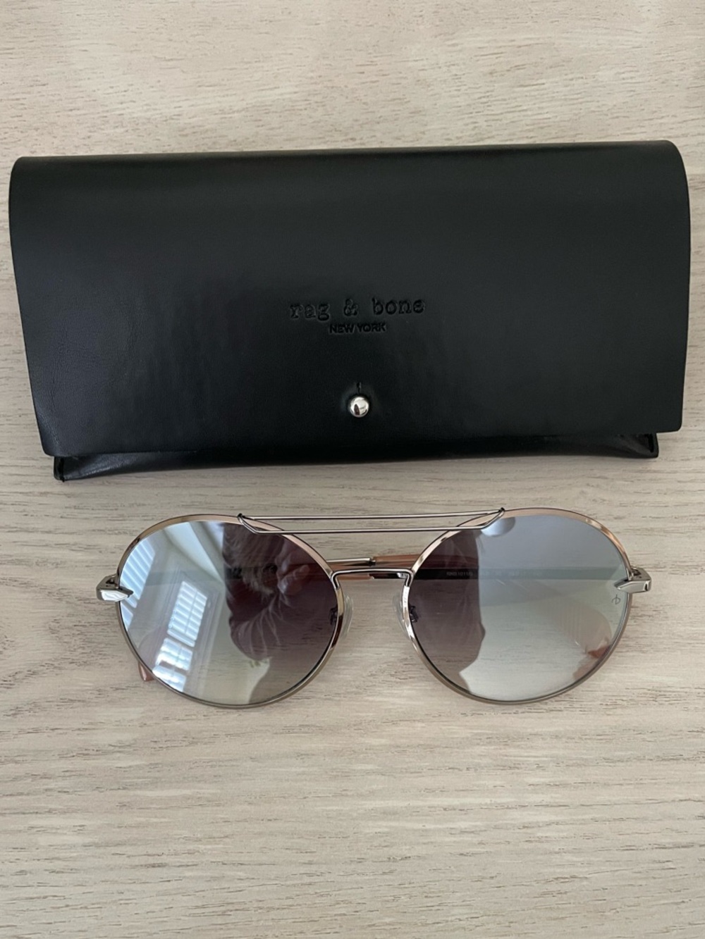 rag & bone Silver Mirrored Aviator Sunglasses